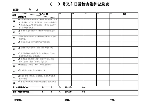 叉车日常检查维护记录表模板