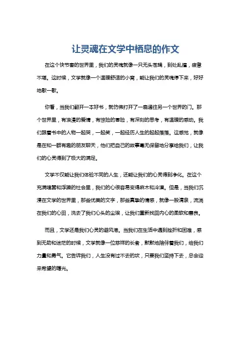 让灵魂在文学中栖息的作文