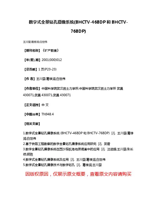 数字式全景钻孔摄像系统(BHCTV-46BDP和BHCTV-76BDP)