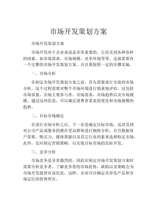 市场开发策划方案