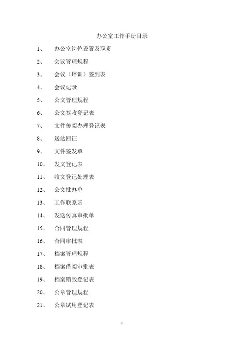 办公室工作手册目录