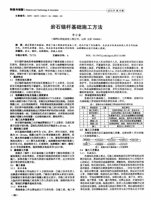 岩石锚杆基础施工方法