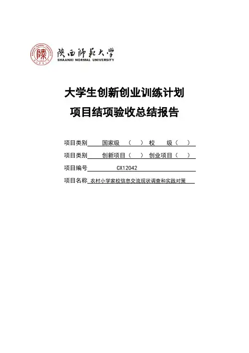 大学生创新创业训练计划项目总结报告
