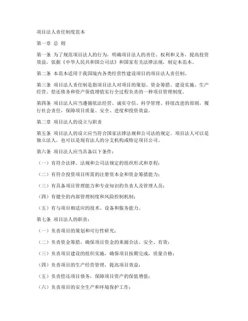 项目法人责任制度范本