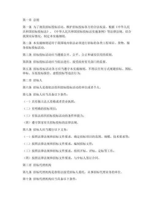 招标管理办法实施细则