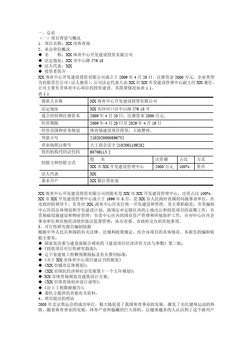 某体育场项目可行性研究报告