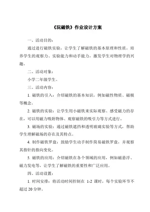 《玩磁铁》作业设计方案