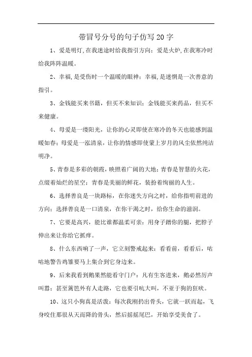 带冒号分号的句子仿写20字