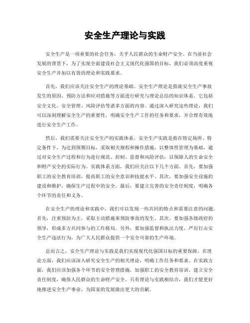 安全生产理论与实践