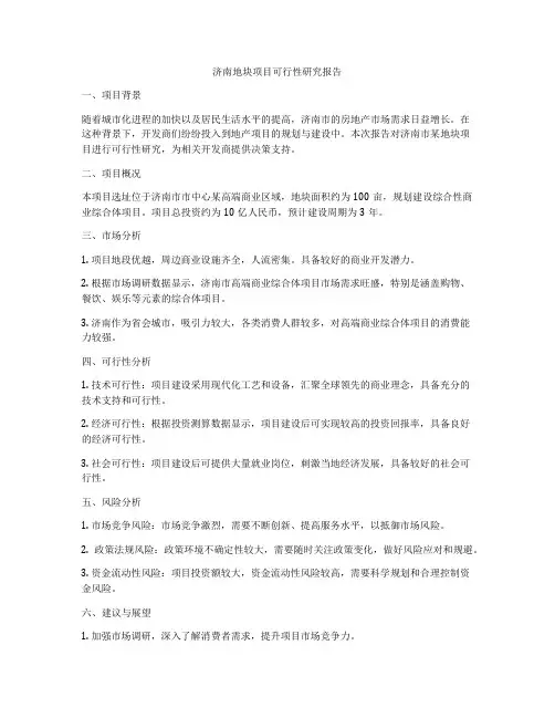 济南地块项目可行性研究报告
