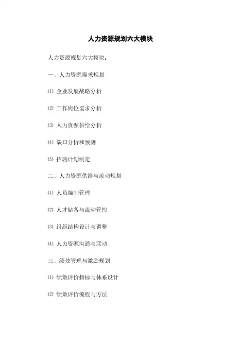人力资源规划六大模块