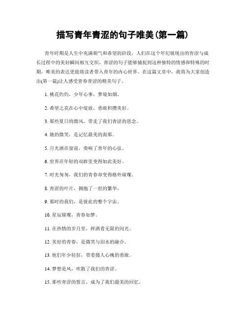 描写青年青涩的句子唯美(精选合集两篇)