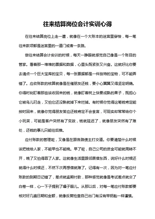 往来结算岗位会计实训心得