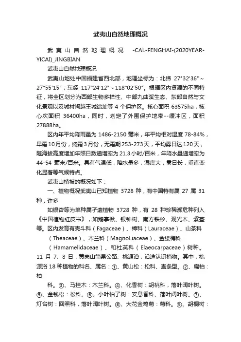 武夷山自然地理概况