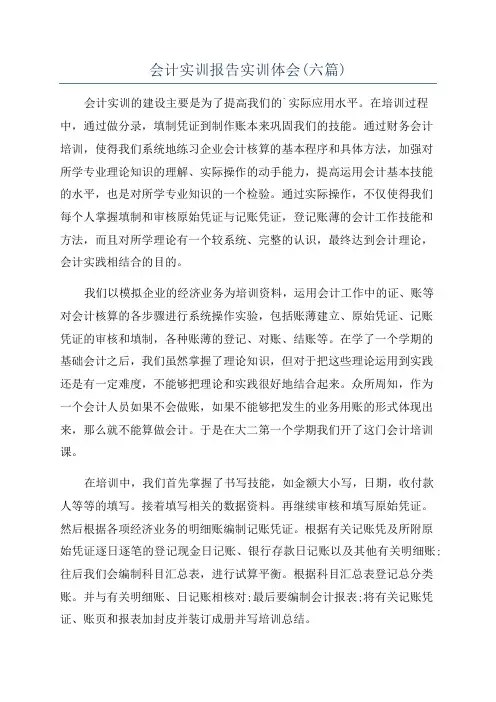 会计实训报告实训体会(六篇)