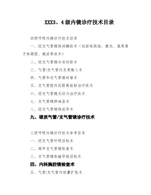 XXX3、4级内镜诊疗技术目录