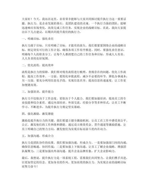 提升执行力领导发言稿