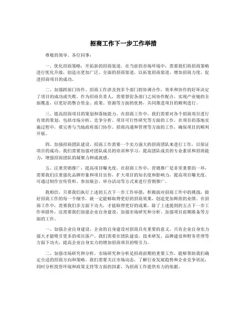 招商工作下一步工作举措