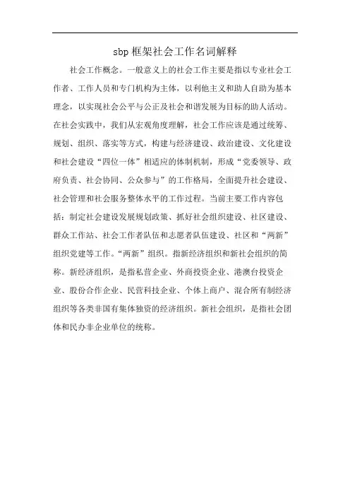 sbp框架社会工作名词解释