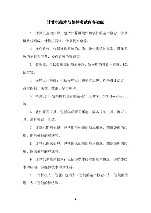 计算机技术与软件考试内容初级