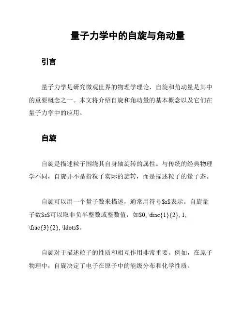 量子力学中的自旋与角动量
