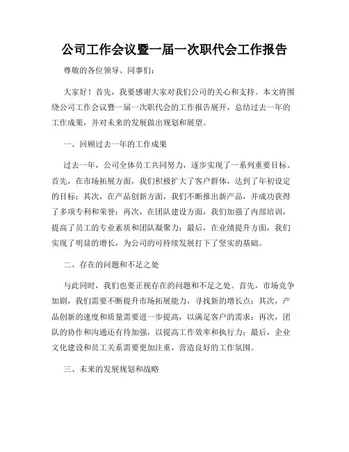 公司工作会议暨一届一次职代会工作报告
