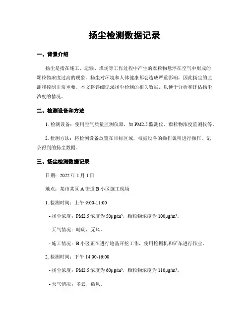 扬尘检测数据记录