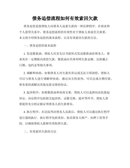 债务追偿流程如何有效索回欠款