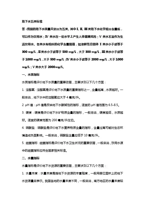 地下水五类标准