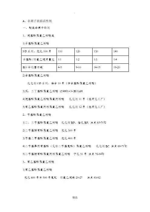 表面活性剂分类
