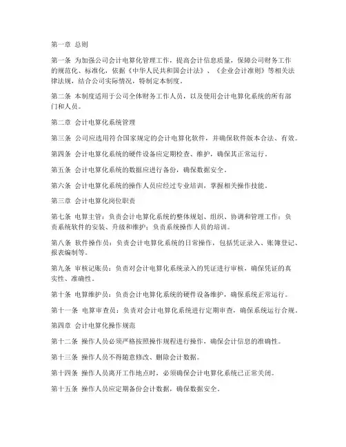 公司会计电算化管理制度