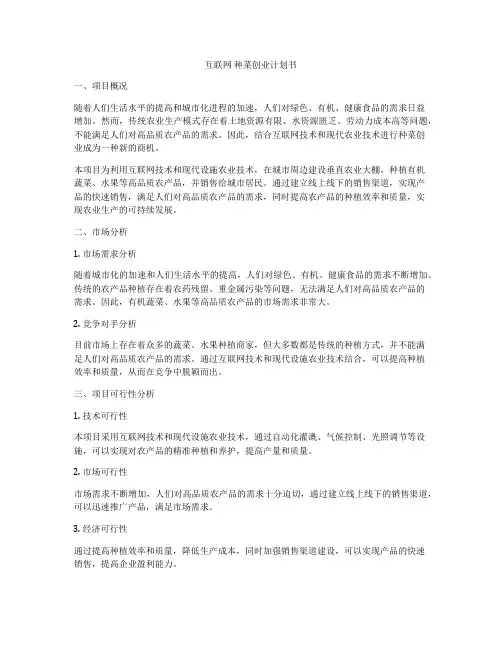 互联网 种菜创业计划书