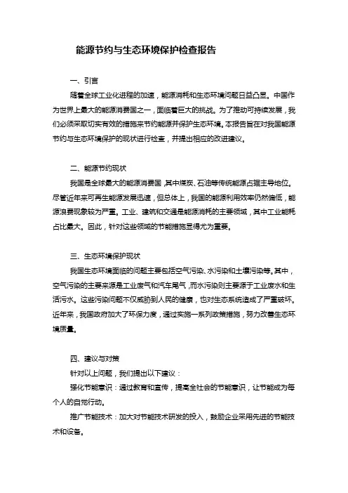 能源节约与生态环境保护检查报告
