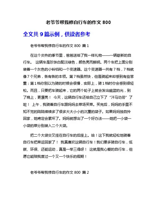 老爷爷帮我修自行车的作文800