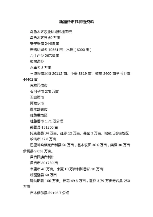 新疆各市县种植资料