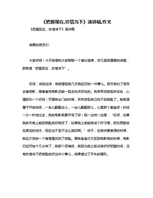 《把握现在,珍惜当下》演讲稿,作文