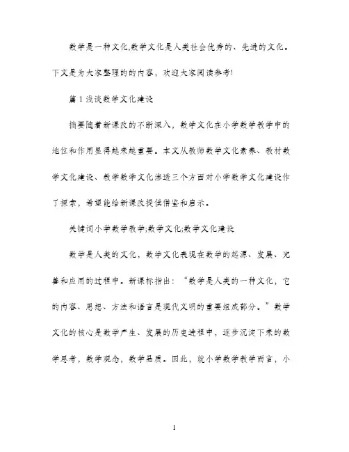 关于数学文化的论文范文
