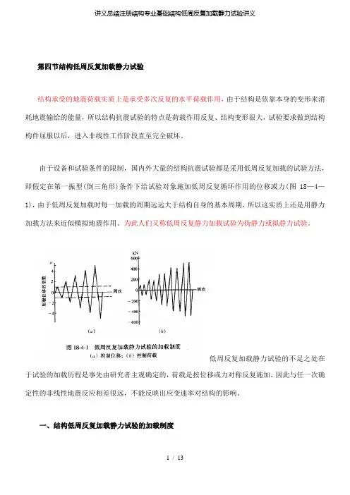 【精品】讲义总结注册结构专业基础结构低周反复加载静力试验讲义