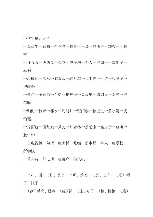 小学生量词大全