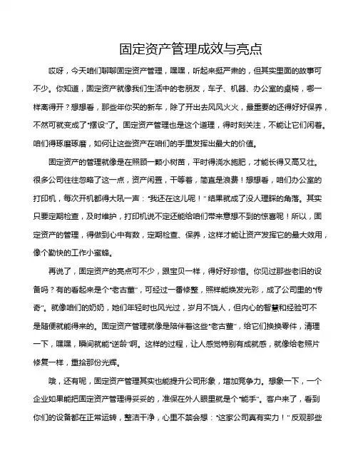固定资产管理成效与亮点