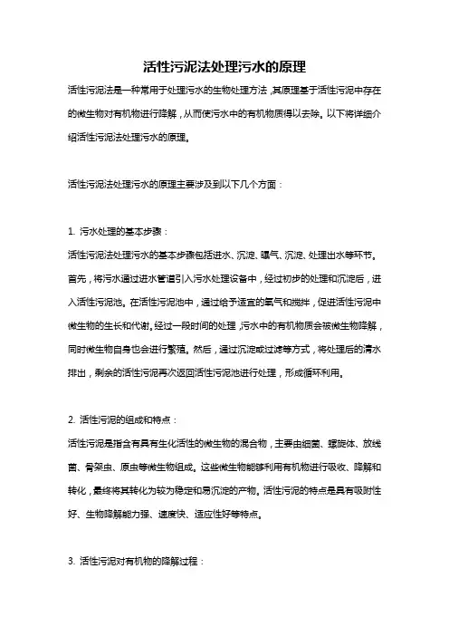 活性污泥法处理污水的原理