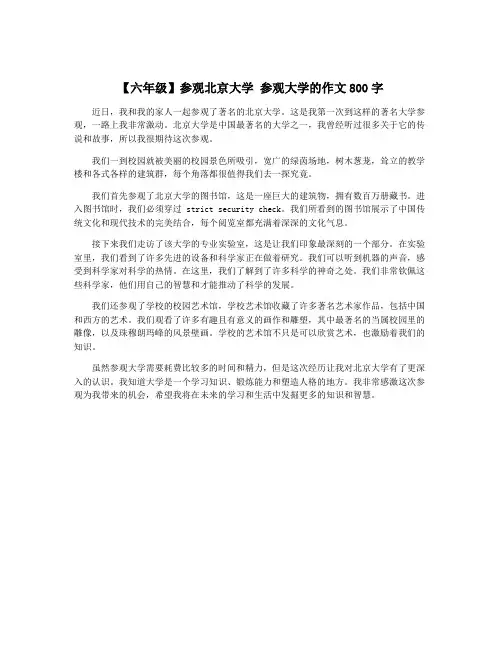 【六年级】参观北京大学 参观大学的作文800字