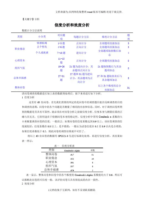 【分析】spss数据分析教程之SPSS信度分析和效度分析DOC