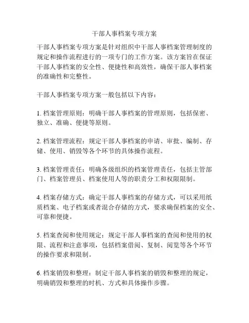 干部人事档案专项方案