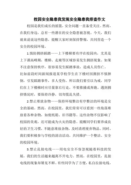 校园安全隐患我发现安全隐患我排查作文