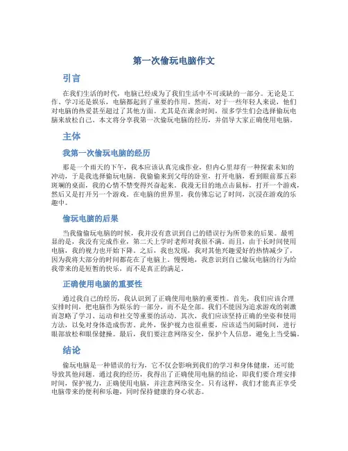 第一次偷玩电脑作文