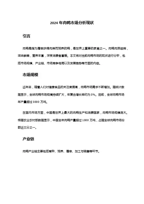 2024年肉鸭市场分析现状