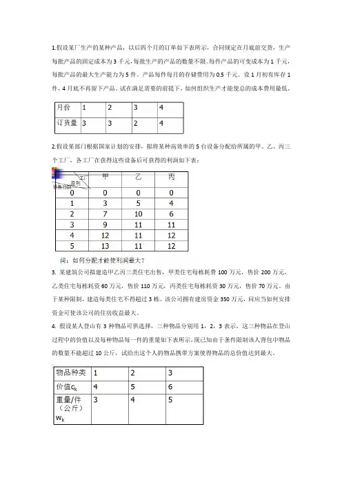 动态规划建模题