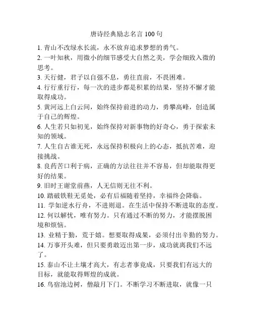 唐诗经典励志名言100句
