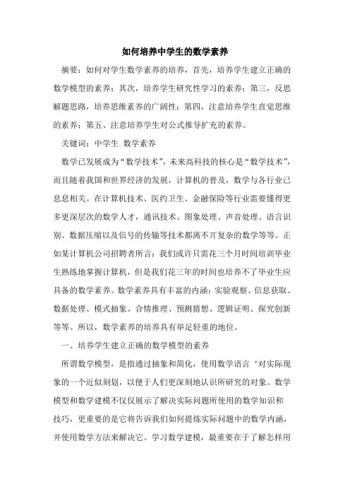 如何培养中学生数学素养论文